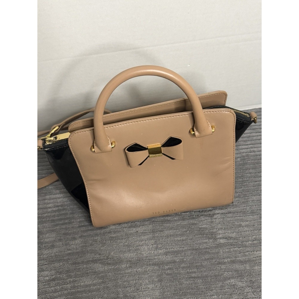 Ted Baker Bow Tote Bag Black and Beige Purse Medium
